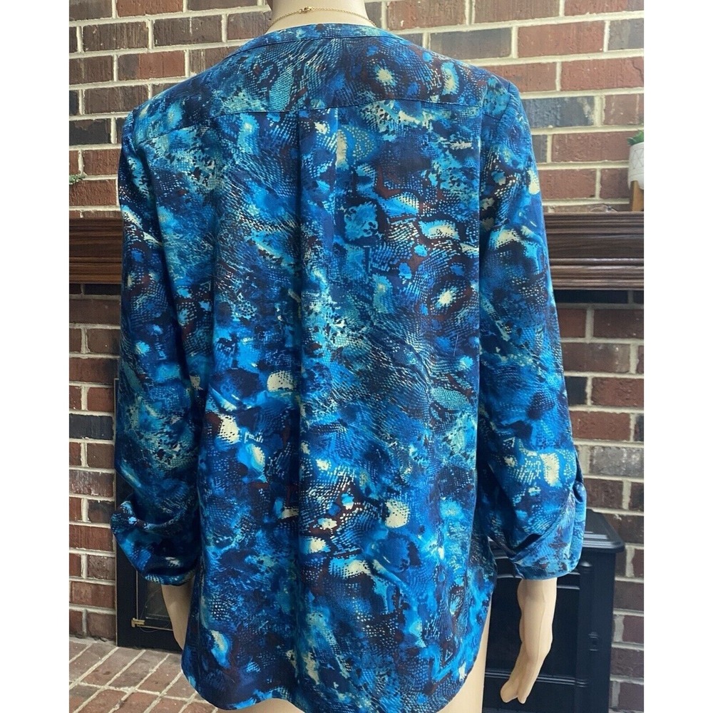 Anne Klein‎ Women's Size M Multicolor 3/4 Sleeve Shirt snake animal print Top - Picture 14 of 16